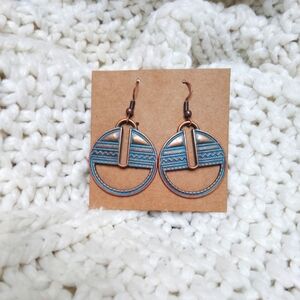 2 for $20! Boho Copper and Blue Geometric Earrings